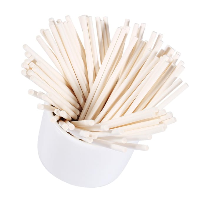 Lot de 100 bâtonnets de sucettes colorés pour bonbons et chocolats, 10 cm, blanc cassé blanc