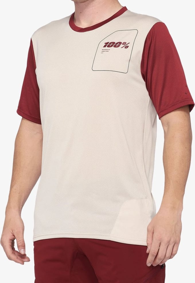 100% Jersey MTB RIDECAMP - Beige-Rood - S