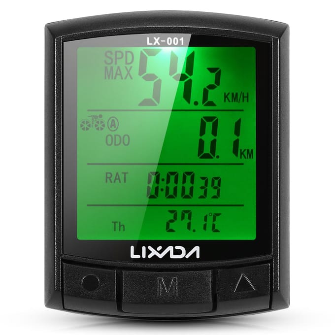 Lixada Fiets Fietscomputer Fiets Snelheidsmeter Kilometerteller MTB Racefiets Computer Wired green
