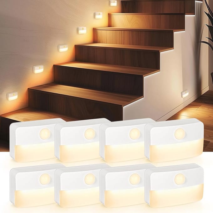 Bewegingssensor Trapverlichting - Draadloze LED Nachtlampen voor Binnen - 8 Pack