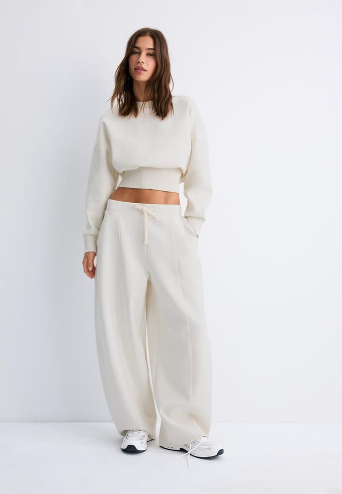 Stradivarius Cropped sweater met tailleband  Vanille S