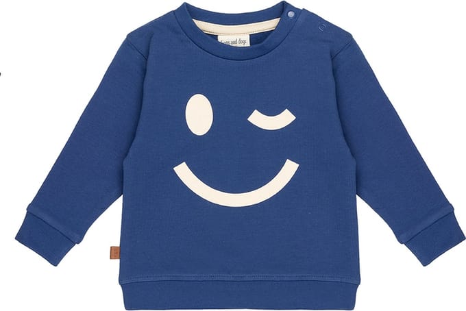 Frogs and Dogs - Smile Big Logo Sweater Kids | Twilight blue - Katoen - Maat 98