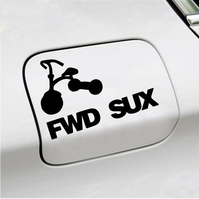 Bumpersticker - FWD SUX - 12,2 X 18 - Zwart