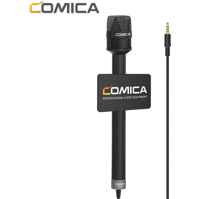 COMICA HRM-S Handheld Interview Microfoon voor Smartphone 3.5mm TRRS Plug Cardioïde Condensator Microfoon zwart