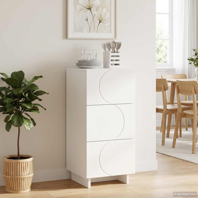vidaXL - Dressoir - Wit - 33.5 - x - 34.5 - x - 75 - cm - Bewerkt - hout