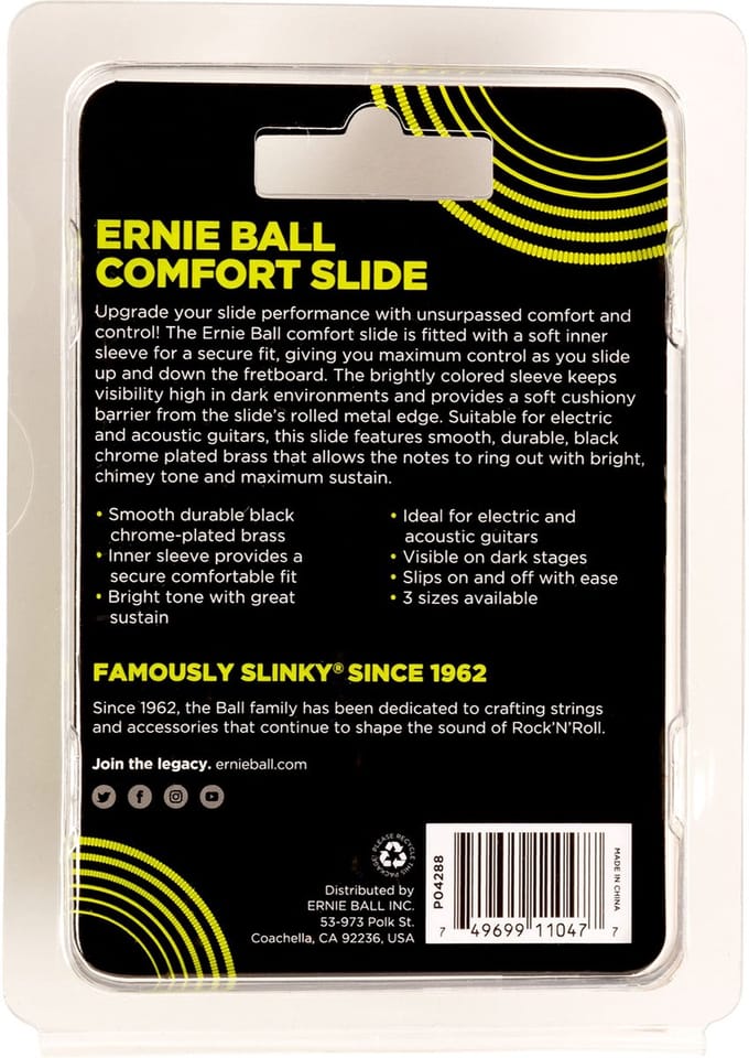 Ernie Ball Confort - Bottleneck Slide - Glas - Comfortabel - Maat M