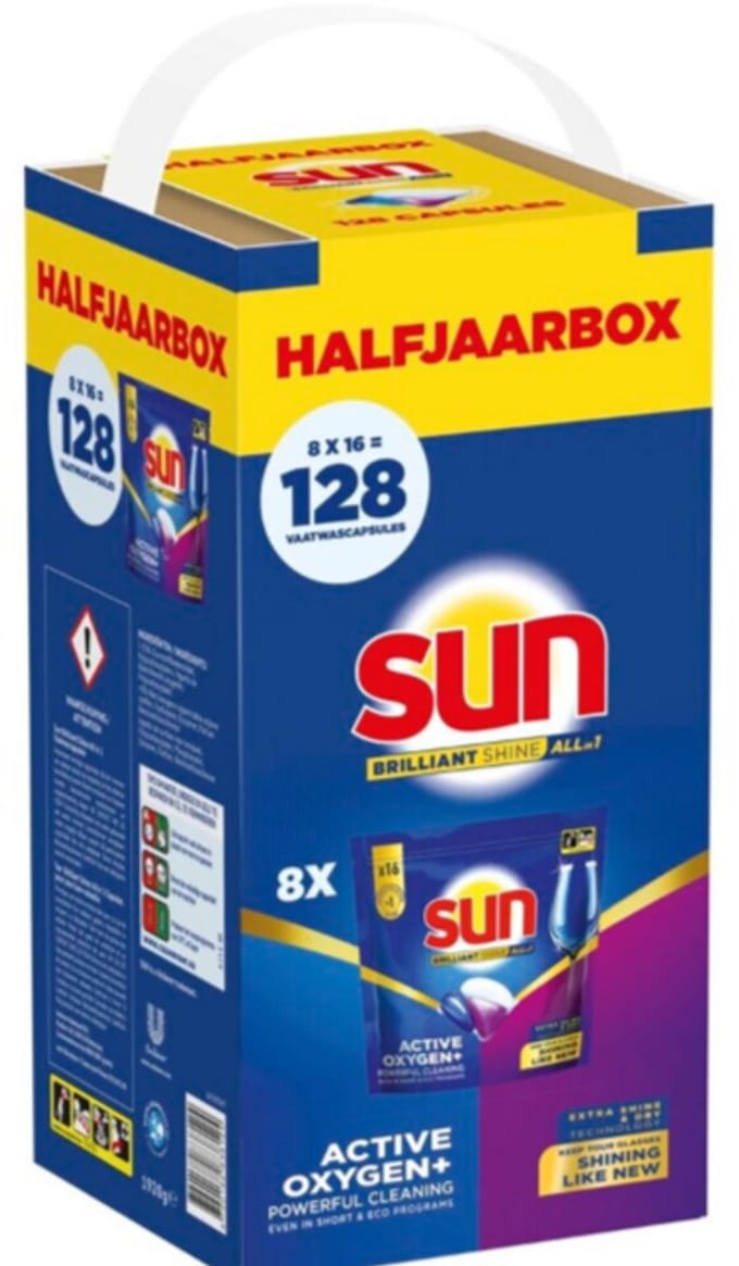 Sun Briliant Shine All-In-One Vaatwastablette 128 stuks (8 x 16 stuks)