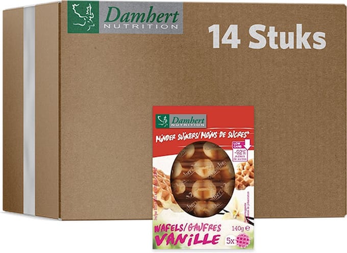 Damhert | Minder Suikers | Wafels | Vanille | 14 stuks | 14 x 140 gram