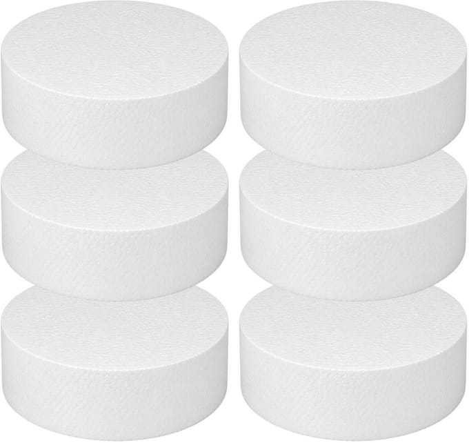 Piepschuim vormen - cirkel - 6x - D15 x 4 cm - styropor hobby / DIY vorm - basis knutselfiguren