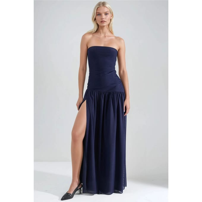 Strapless Maxi Jurk met Sleuf
