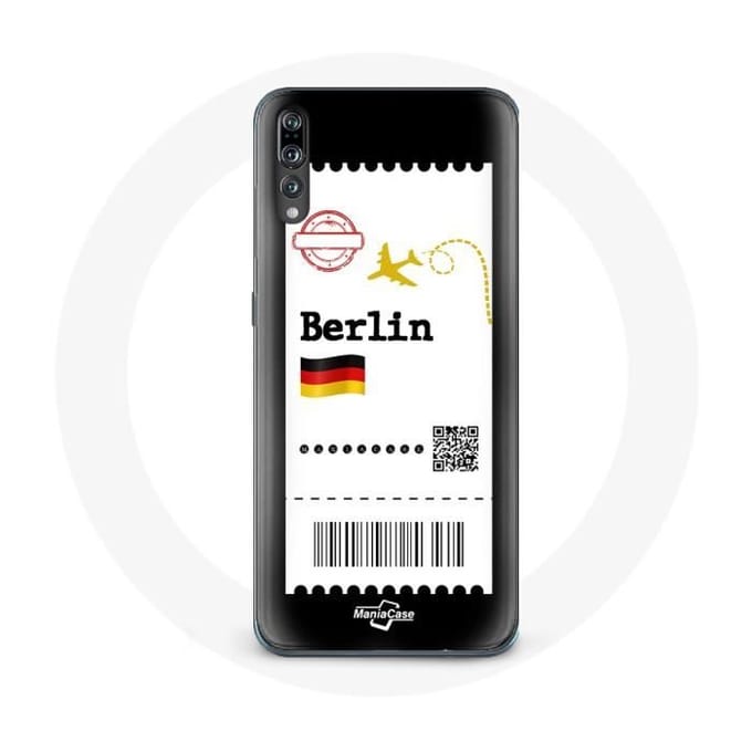 Coque pour Huawei P20 - Billet d'avion Berlin - Souple - Protection - Noir
