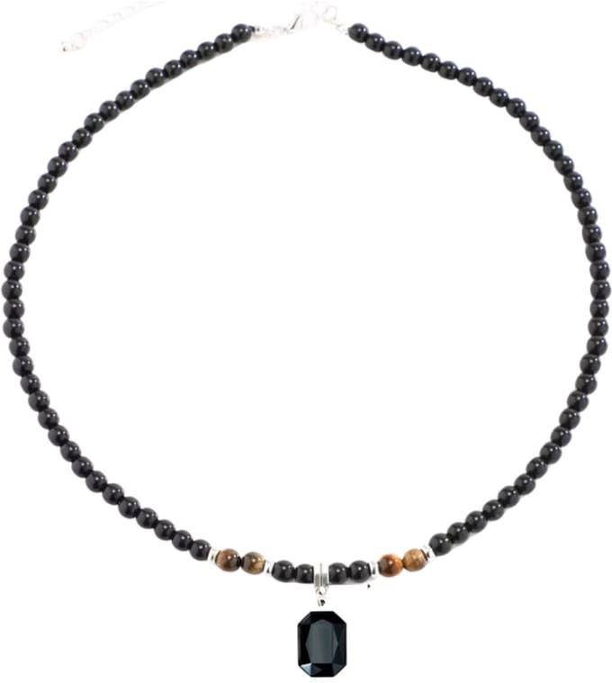 Ketting -zwart- tijgeroog -steen - Charme Bijoux