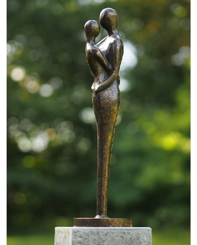 Abstract danspaar - Liefde in Beweging - Brons - Bruin - 57 cm hoogte
