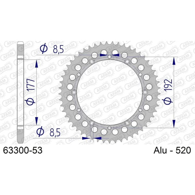 Aluminium tandwiel achter Afam 520 53 dents