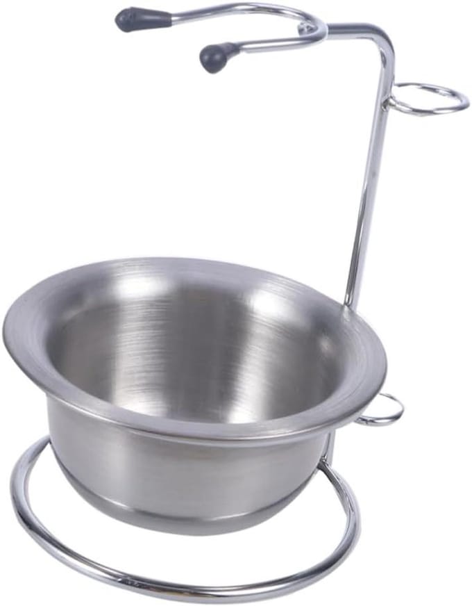 Scheerstandaard Met Kom - Scheerkwasthouder Scheeraccessoires - Scheren Organiseren - Universele Pasvorm - 12 x 8.8 x 8.5 cm - Zilver
