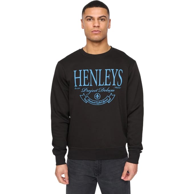 Henleys Heren Henbank Ronde Hals Sweatshirt (Zwart)