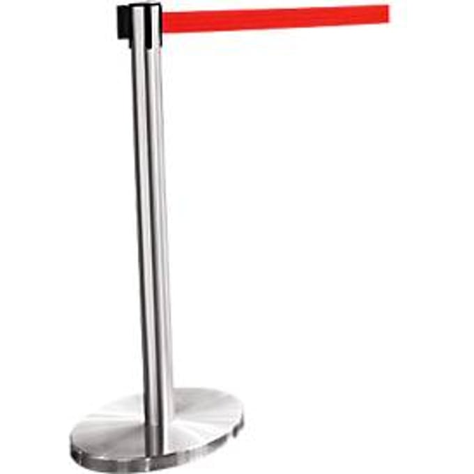 Afzetpaal met trekband chroom, trekband rood