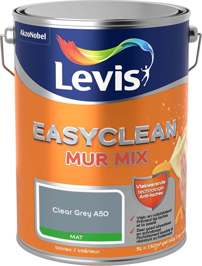Levis - Easyclean Mur Mat Mix - Clear Grey A50 - Mengverf - 5 L
