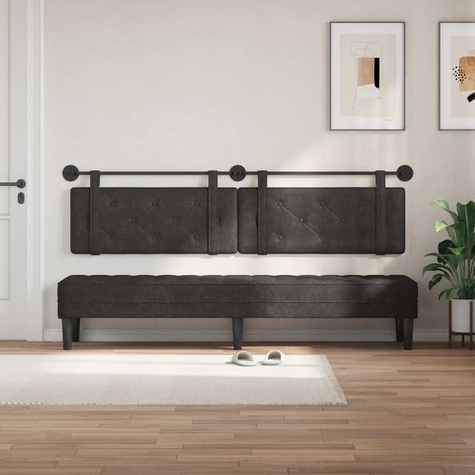 vidaXL - Hangend - hoofdbord - Zwart - Antiek - PU