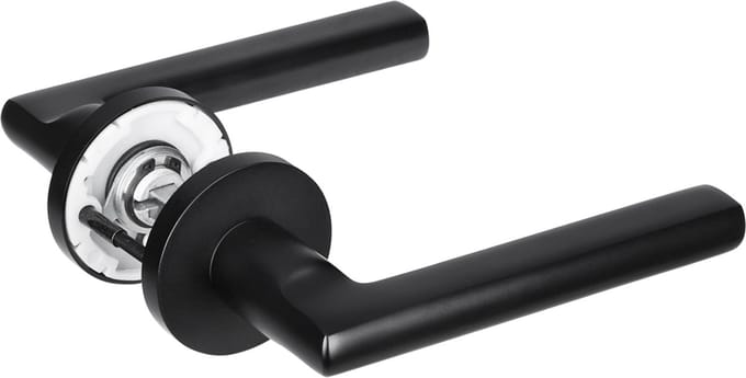 Deurkruk Impresso Redhill - Voor binnen - Rond - Aluminium/Zwart - 2 stuks