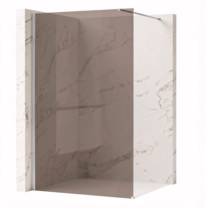 Rea Flexi Brown 130 - Rookbruin Glas 6 Mm - Douchewand - Chrome120X130X195Cm