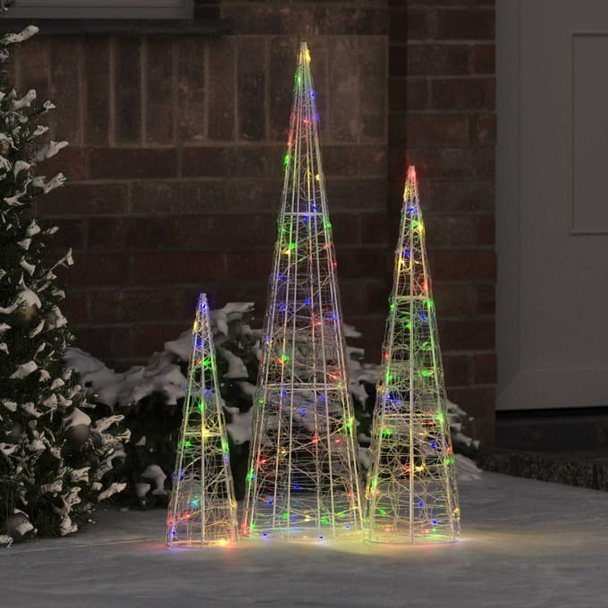 vidaXL Kerstboom 3 st 90 LED's Multikleur 20 x 20 x 80 cm Acryl