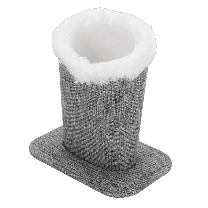 Pluche Gevoerde Brillenhouder Standaard Zachte Beschermende Brillenhoes voor Bureau Nachtkastje Tafel Linnen Grijs white