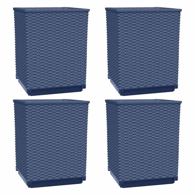 vidaXL - Plantenbakken - 4 - st - 30x30x37 - cm - polypropeen - blauwgrijs