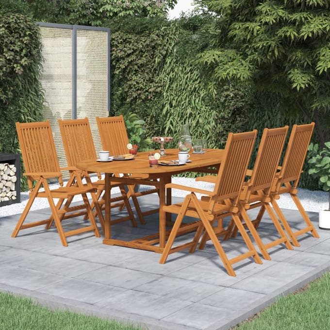 vidaXL - 7-delige - Tuinset - massief - acaciahout - 150-200 - cm