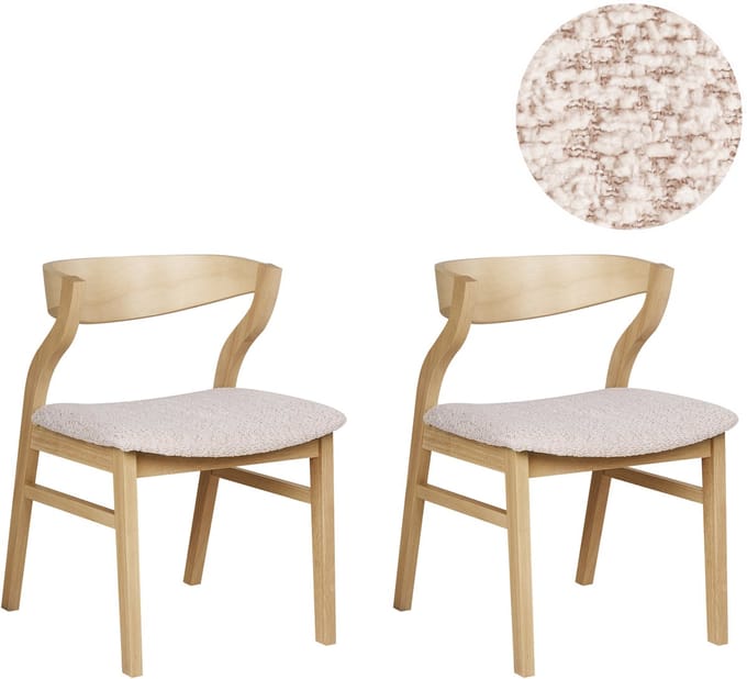 YUBA - Eetkamerstoel set van 2 - Lichtbruin/Lichtbeige - Fluweel