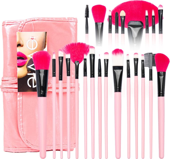 Make Up Kwasten - Make Up Kwasten Set 24 delig in Luxe Etui – Roze