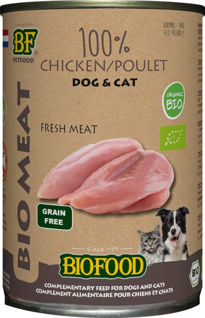 Bf Organic 100% Kip - Hondenvoer - 400 g Blik
