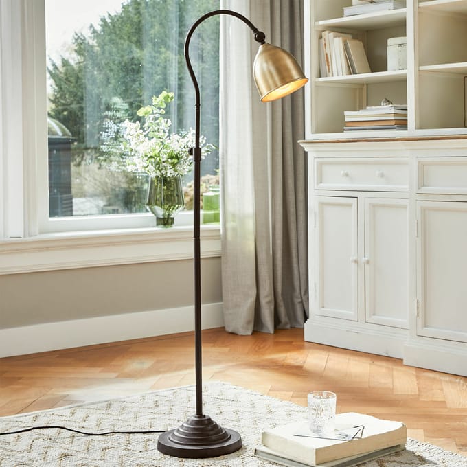 LOBERON Vloerlamp Zurélac antiekmessing