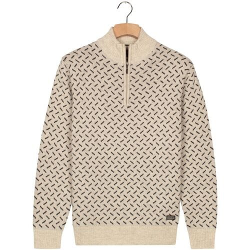 Baileys Trui Half Zip Allover Diagonal Stripes Pattern Knit Mushroom / male
