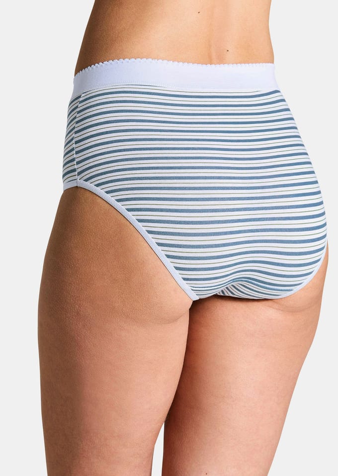 Set katoenen heupslips - blauw / wit / gestr. - Gr. 38 van Goldner Fashion