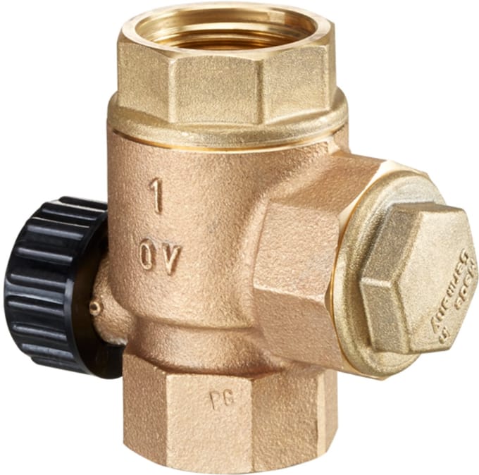 OVENTROP Afsluiter SVU DN 32, 3 x G 1 1/4 IG, PN 10, roodkoper, 1071010