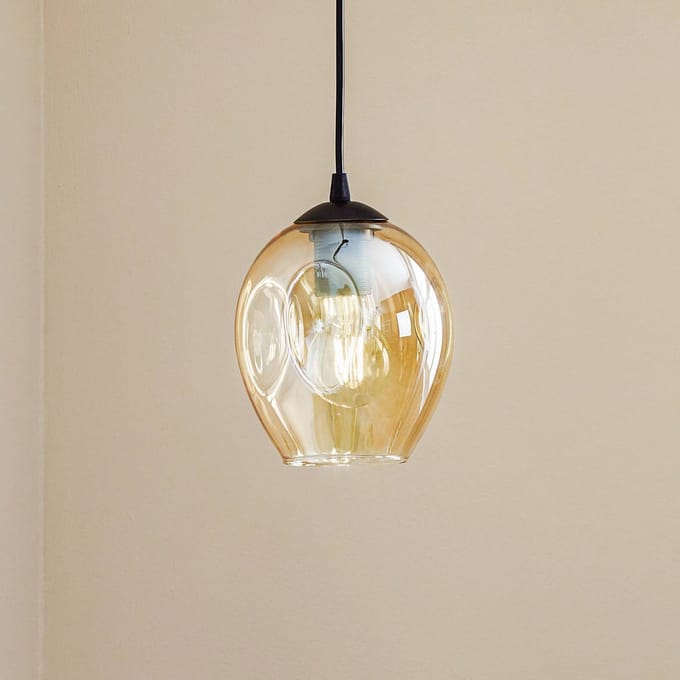 EMIBIG LIGHTING Hanglamp Starla 1-lamp, glazen kap amber
