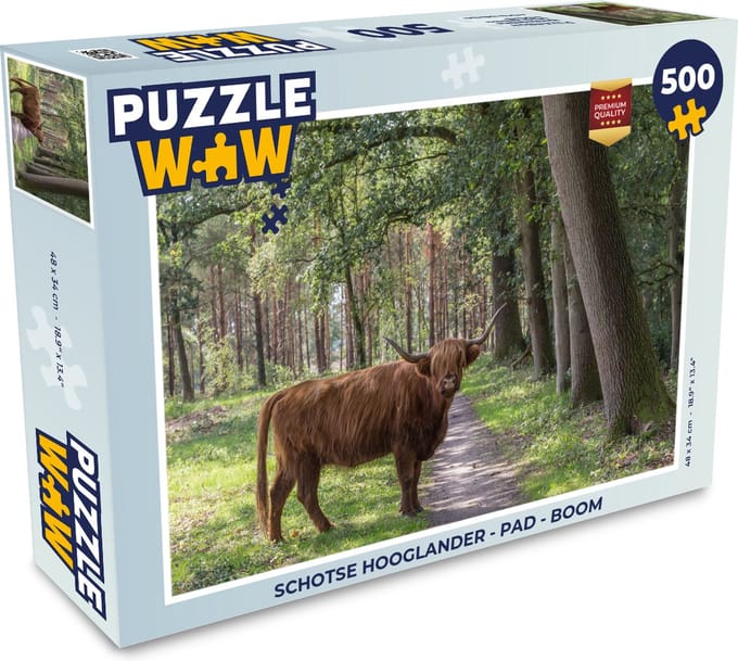 Puzzel Schotse Hooglander - Pad - Boom - Legpuzzel - Puzzel 500 stukjes