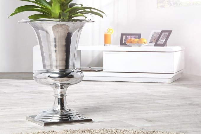 Design vaas BOAL 60cm zilveren plantenbeker aluminium