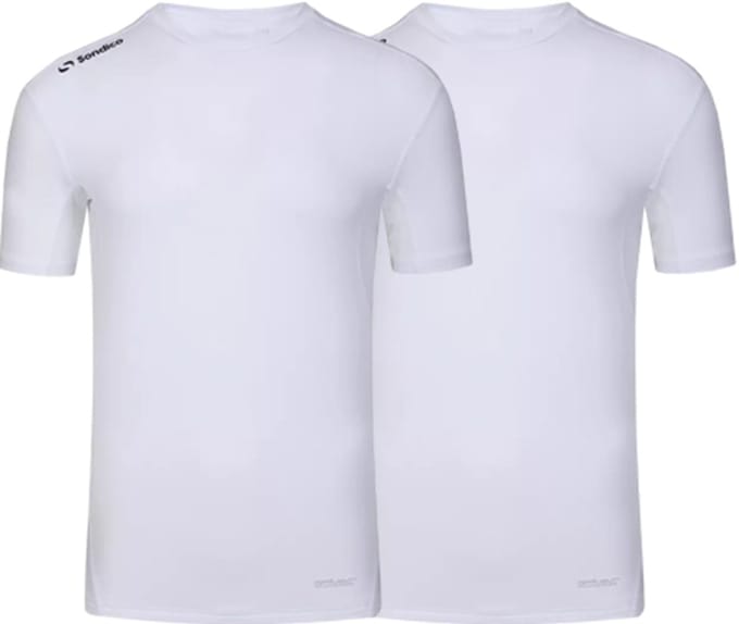 2-Pack Sondico compressie korte mouw sportshirt - heren - Wit - maat M