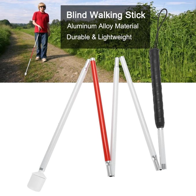 Opvouwbare reflecterende wandelstokgeleider van aluminiumlegering, kruk voor blindenstok white
