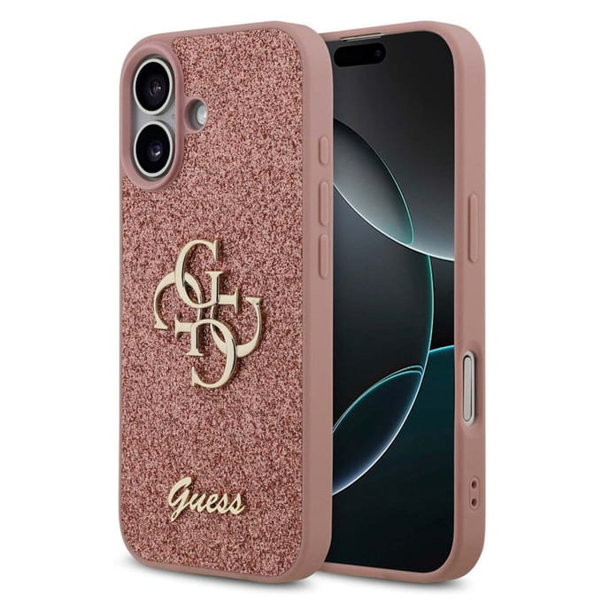 Guess Back Cover - iPhone 17 - Roze - Glitternachterkant - Siliconen bumper