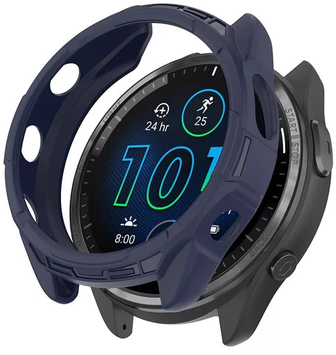 Strap-it Robuust TPU hoesje - bescherm case geschikt voor de Garmin Forerunner 965 (donkerblauw)
