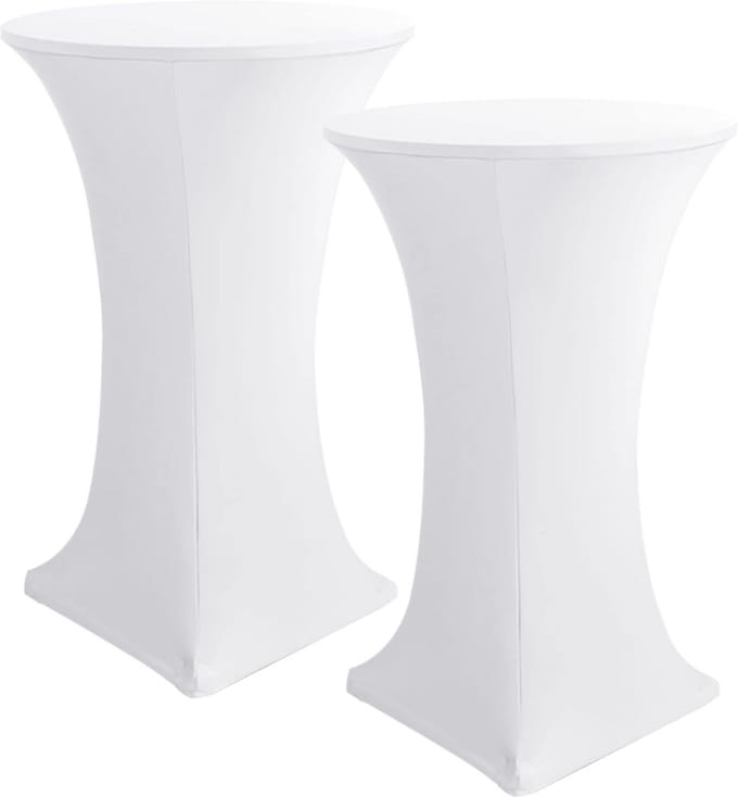 Set van 2 Witte Cocktailtafelhoezen - Elastische Spandex Stretch Tafelkleden voor Ronde Barkruktafels