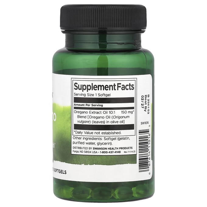Oregano Olie, 120 Softgels (150 mg per zachte capsule)