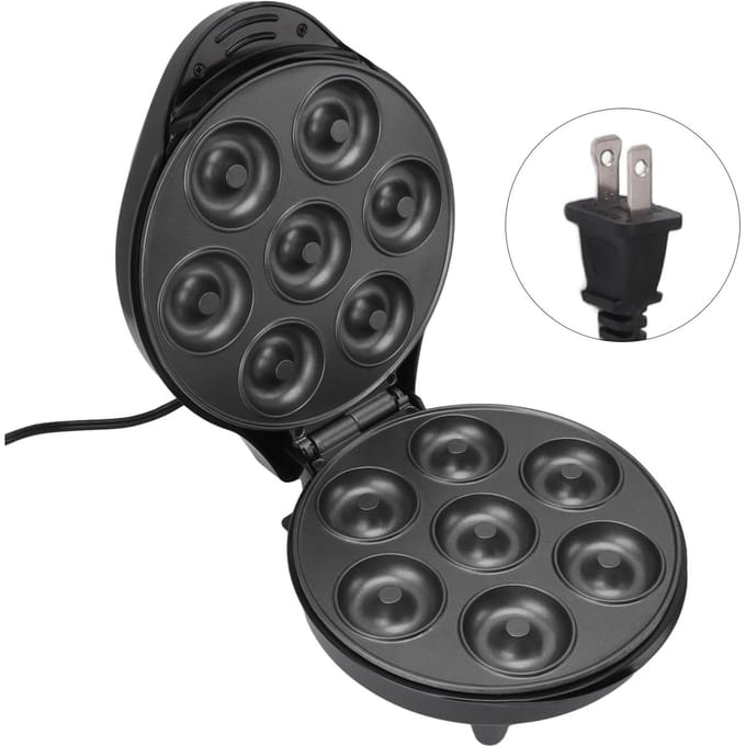 Donut Maker Machine Maakt 7 Donuts Hoog Vermogen Mini Donut Machine voor Ontbijt Snacks Desserts L black