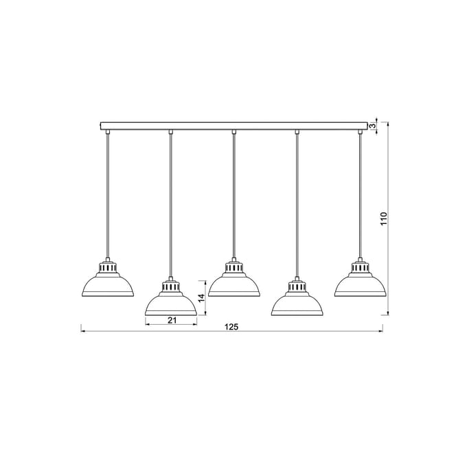Merkloze Beige Metalen Hanglamp met 5xE27 Fitting, Verstelbaar