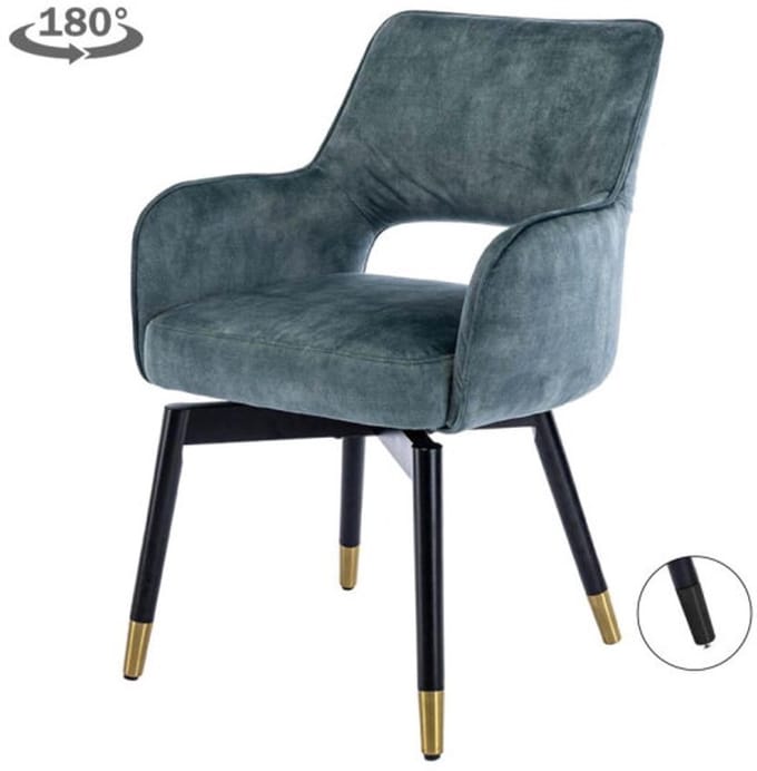 Tower Living Lenno Armstoel - fabric Adore 31 Grey blue (draaibaar)