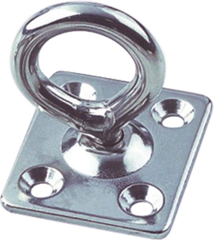 RVS Dekoog met draaibaar oog en vierkante grondplaat 8 mm