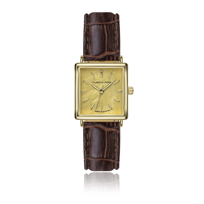 Leren krokodillenhorloge voor dames Isabella Ford Gisèle